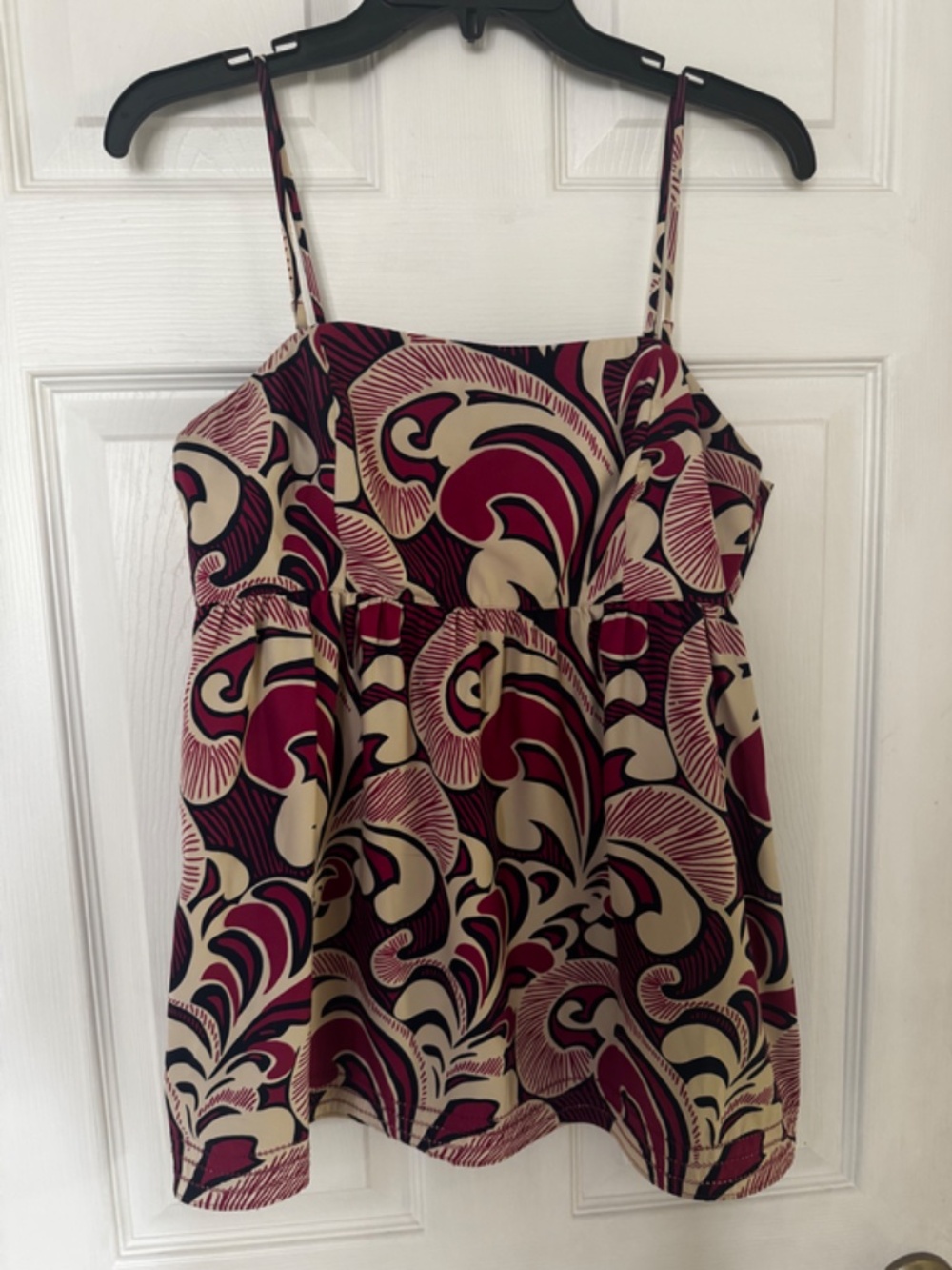 Banana Republic Flowy Baby Doll Top Pink/Navy/White Size 8 Removable Straps